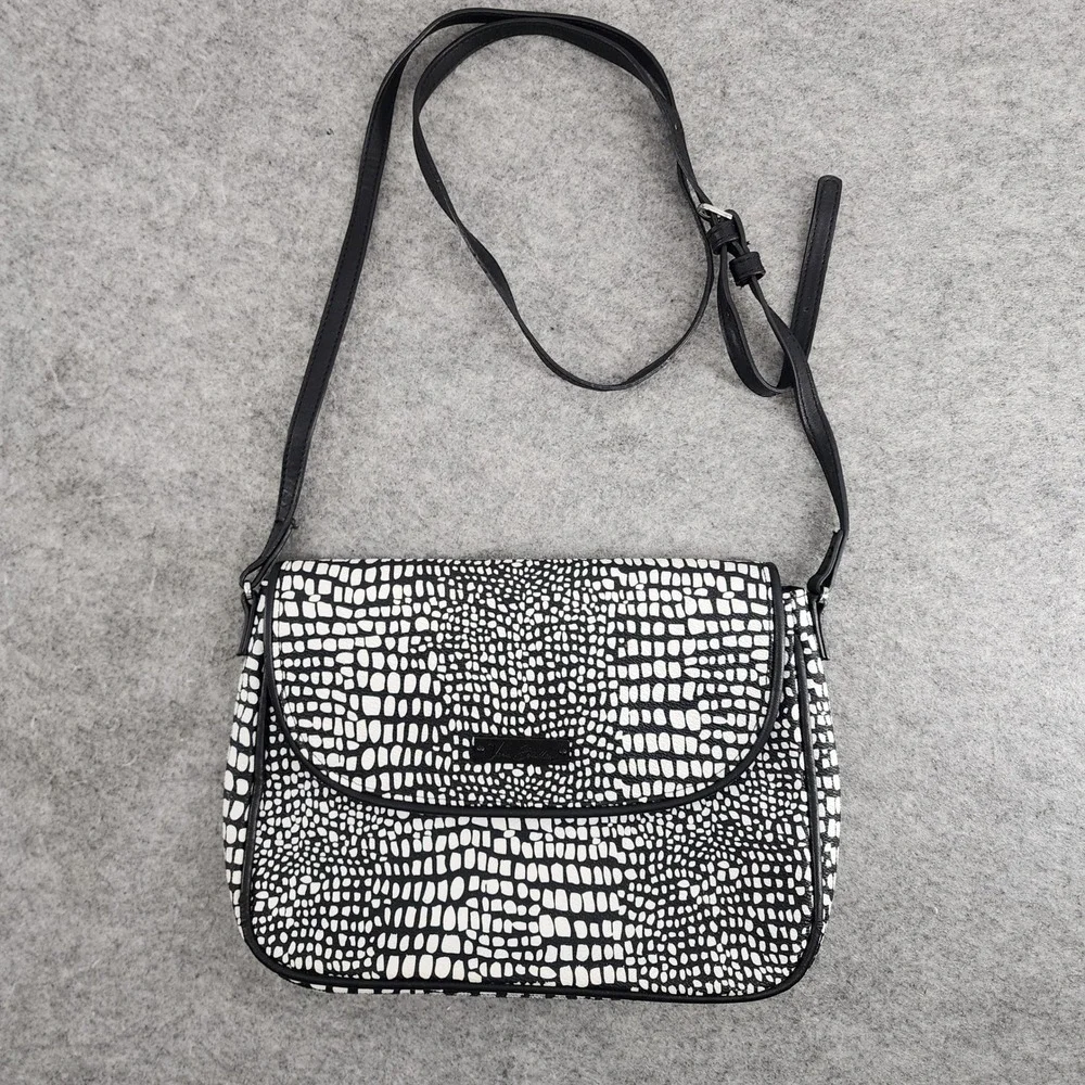 Vera‎ Bradley Black White Faux Leather Embossed Crossbody Bag Animal Print